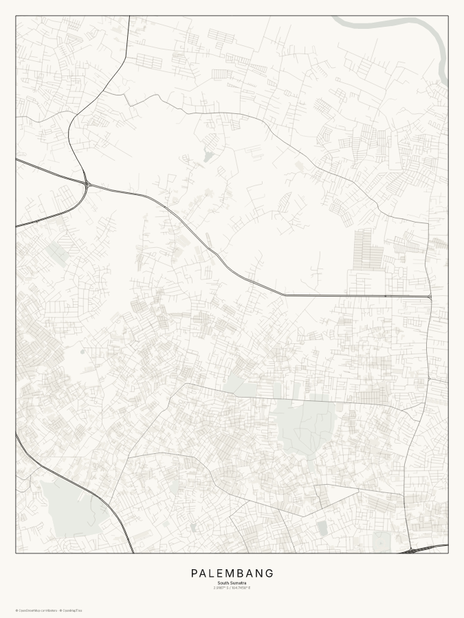 Palembang map poster, classic style