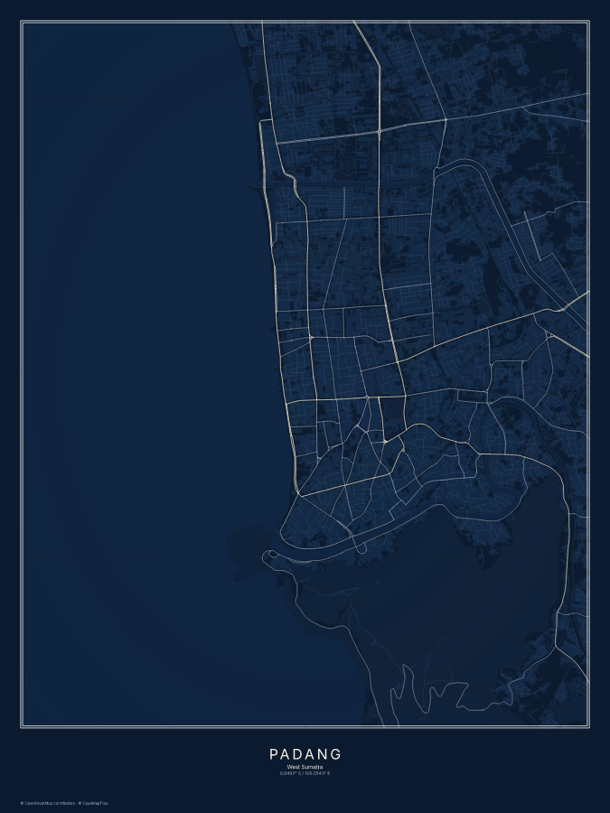 Padang map poster, midnight style