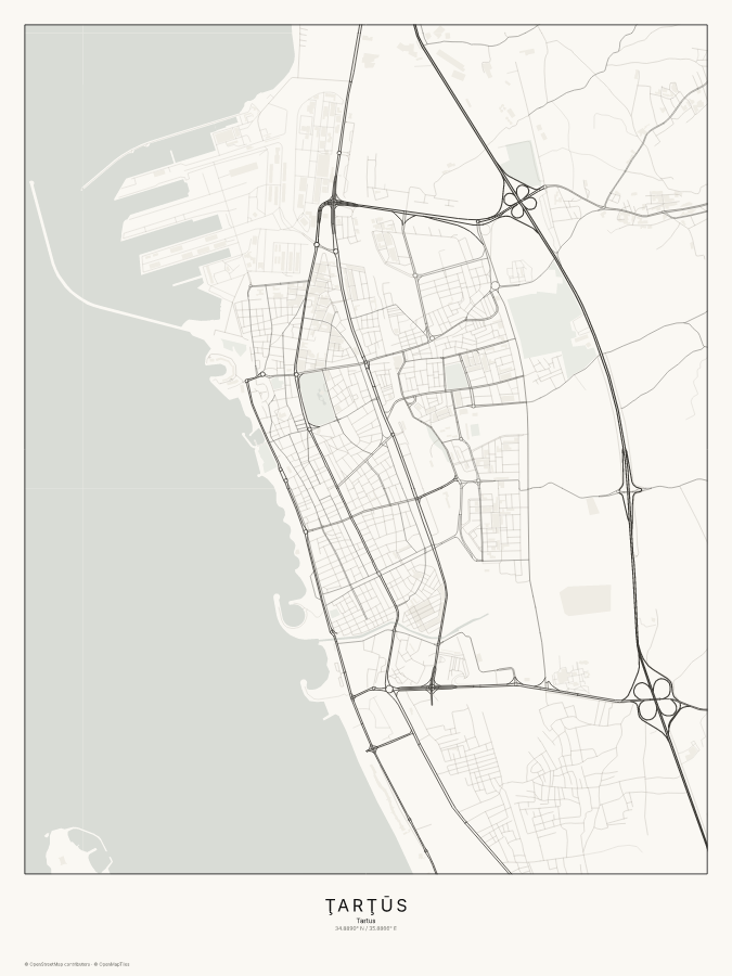 Ţarţūs map poster, classic style
