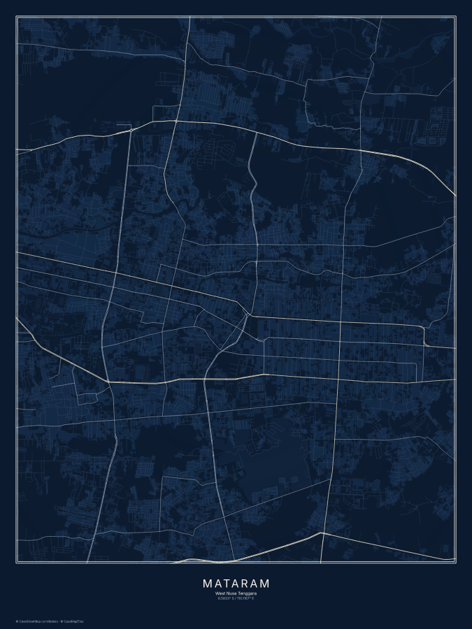 Mataram map poster, midnight style