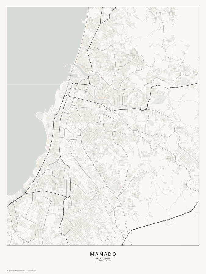 Manado map poster, classic style