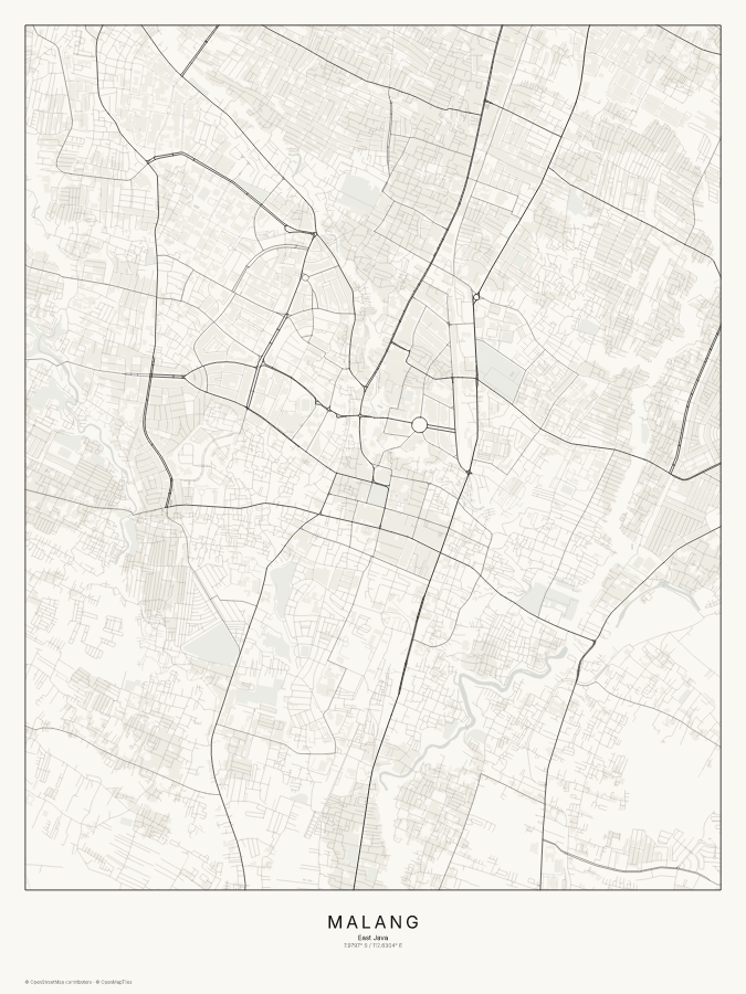 Malang map poster, classic style