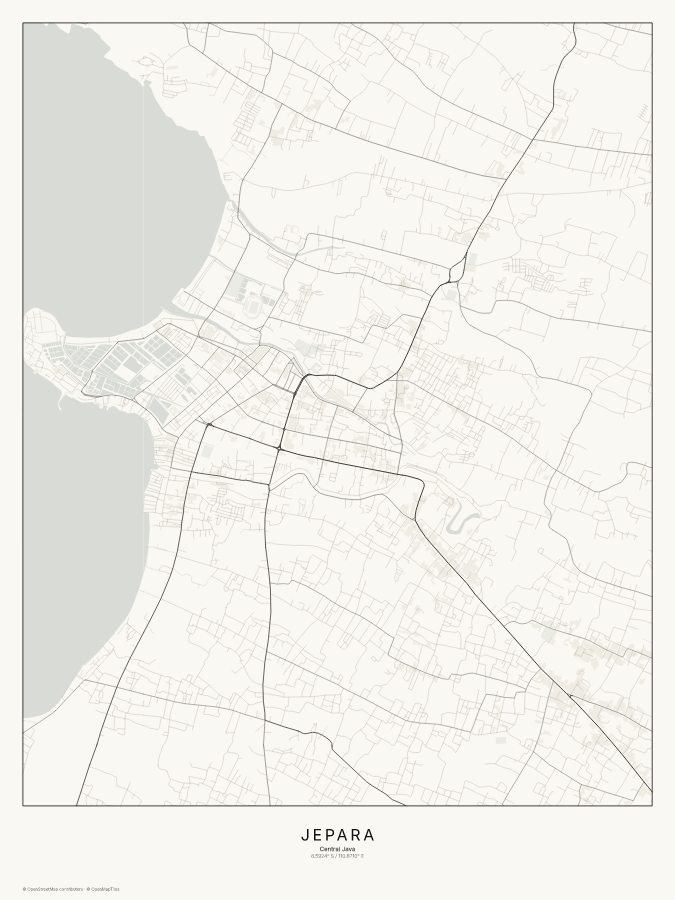 Jepara map poster, classic style