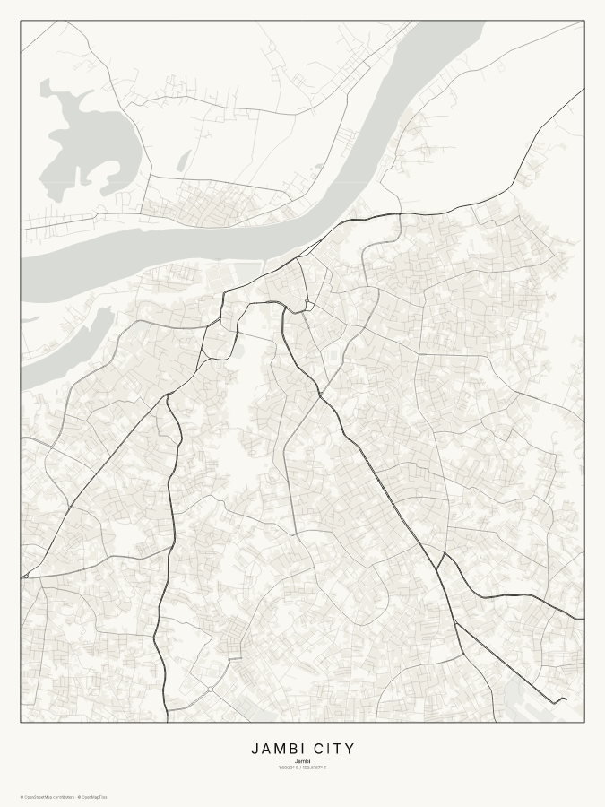 Jambi City map poster, classic style