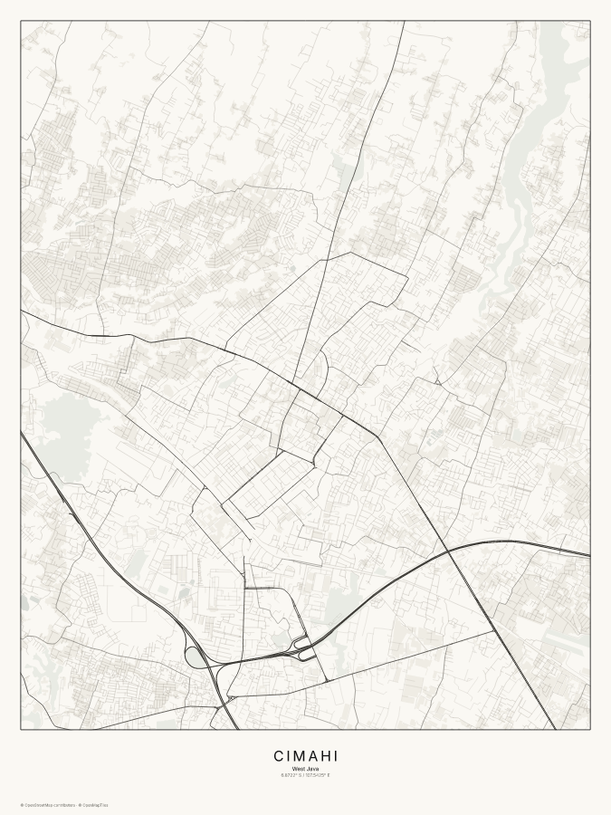 Cimahi map poster, classic style