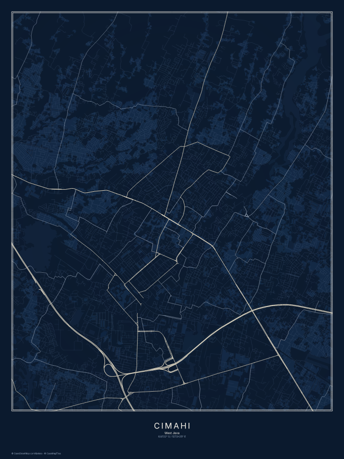 Cimahi map poster, midnight style