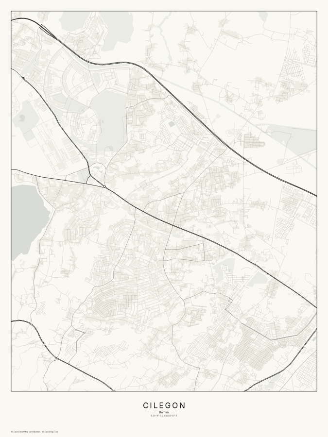 Cilegon map poster, classic style
