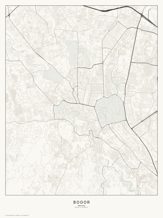 Bogor map poster, classic style