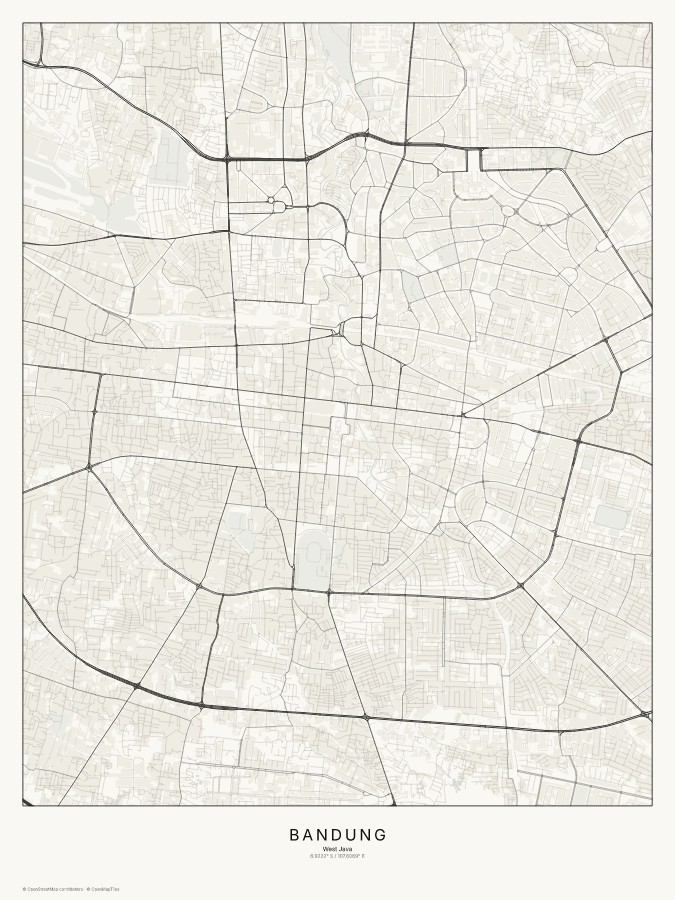 Bandung map poster, classic style