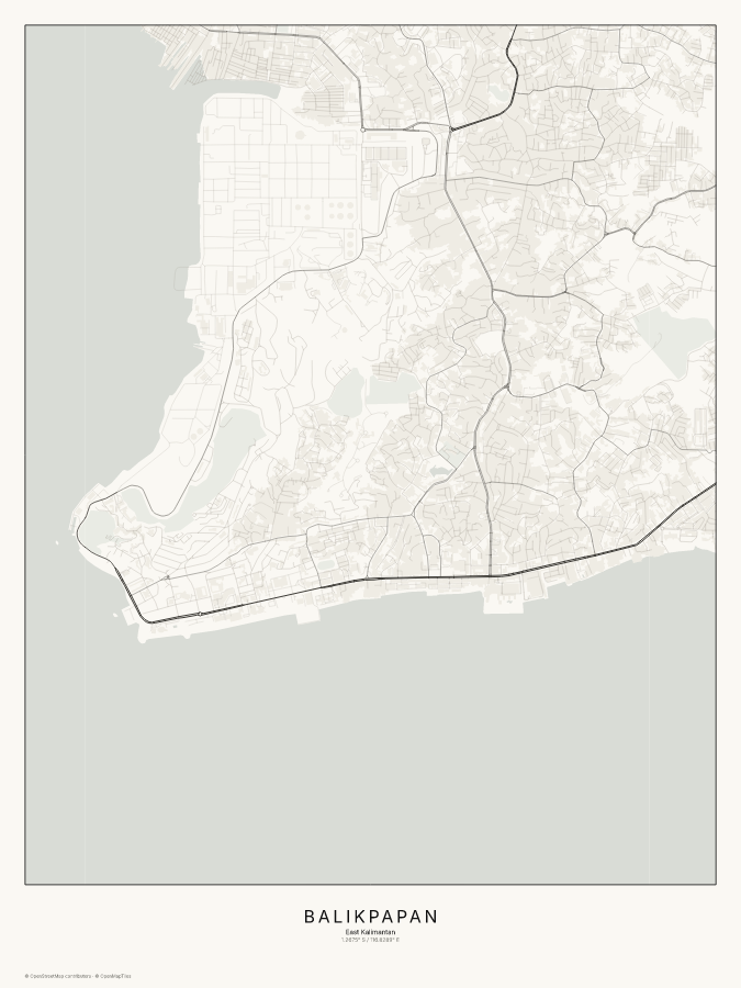 Balikpapan map poster, classic style