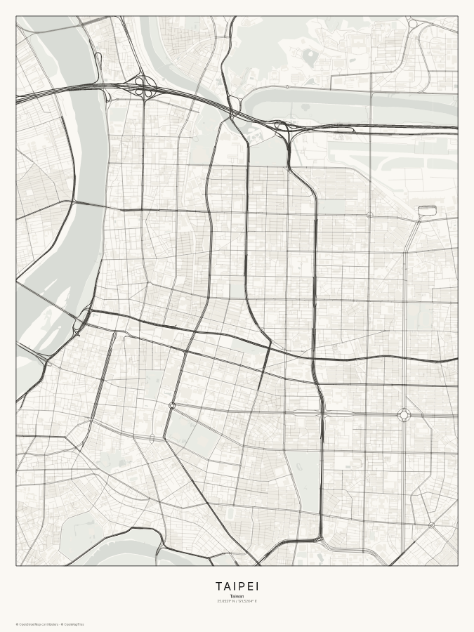Taipei map poster, classic style