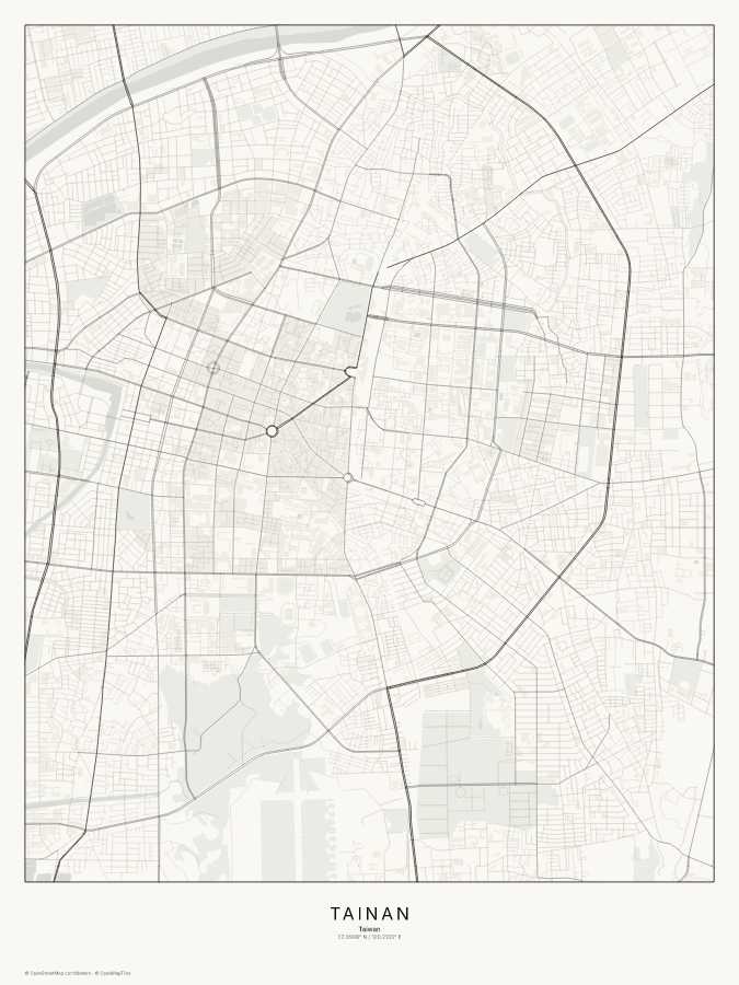 Tainan map poster, classic style