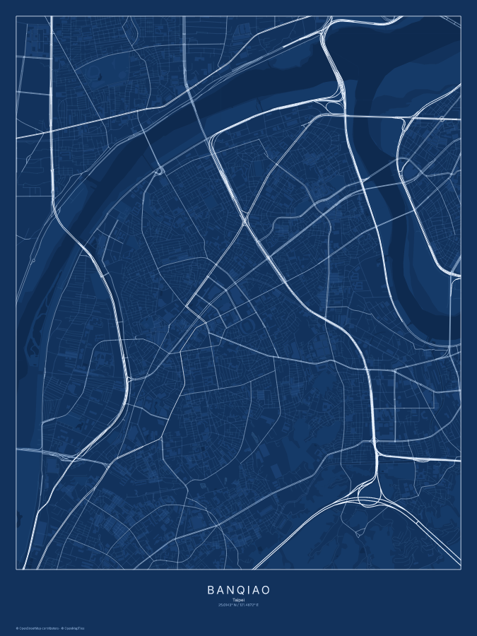 Banqiao map poster, blueprint style