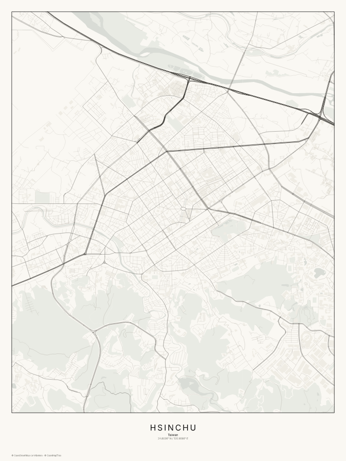 Hsinchu map poster, classic style
