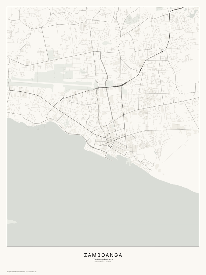 Zamboanga map poster, classic style