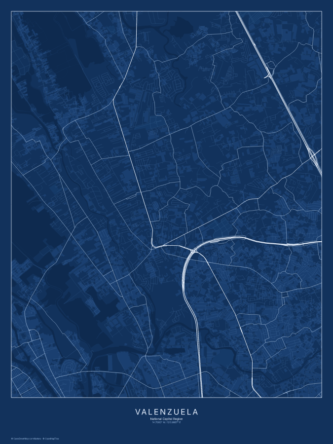 Valenzuela map poster, blueprint style