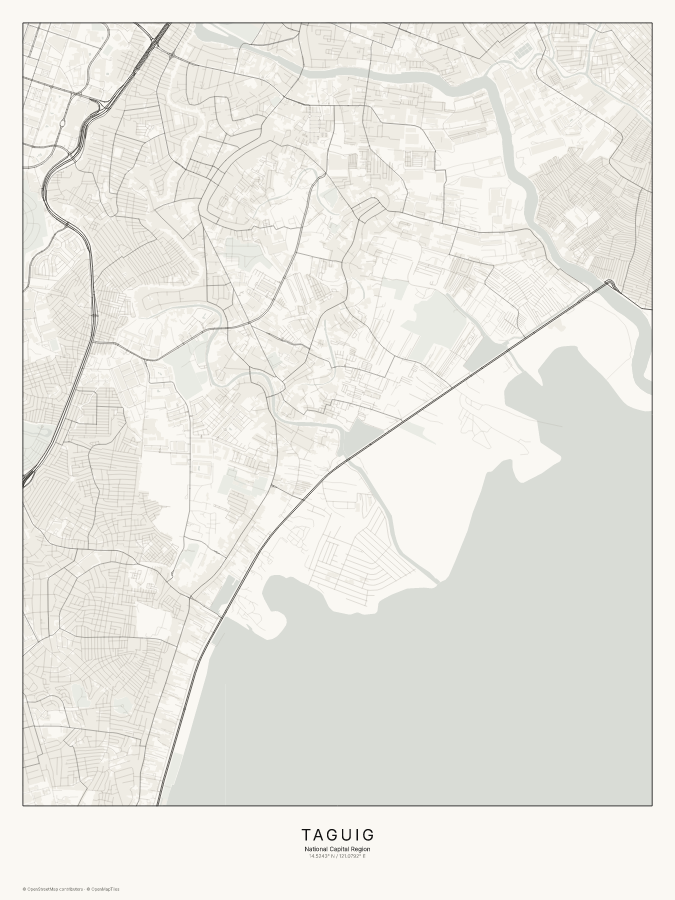 Taguig map poster, classic style