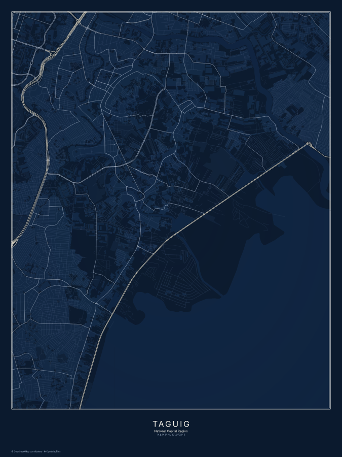 Taguig map poster, midnight style