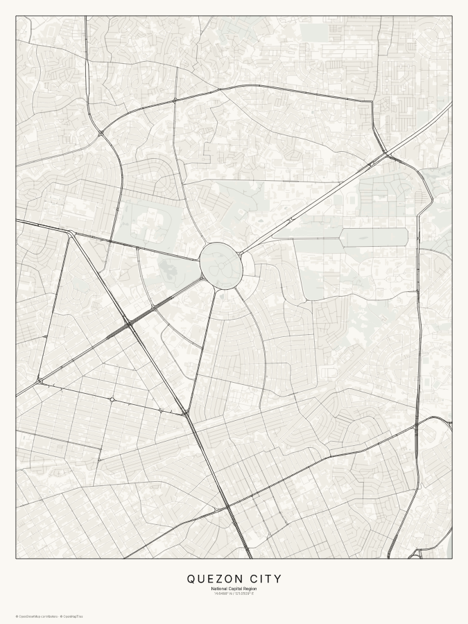 Quezon City map poster, classic style