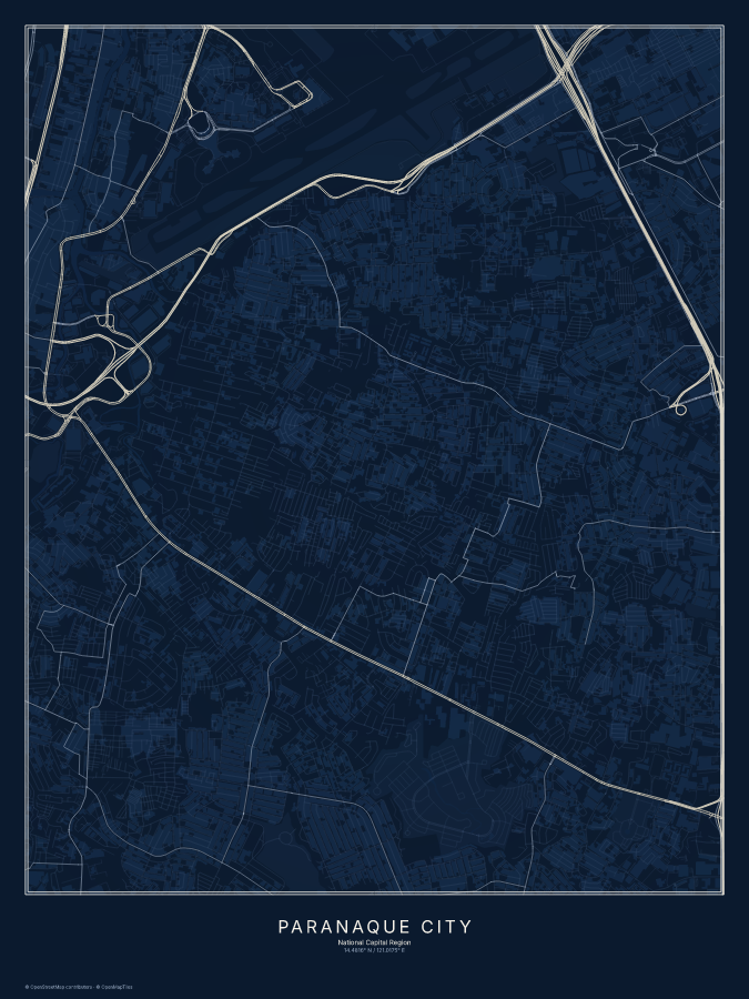Paranaque City map poster, midnight style