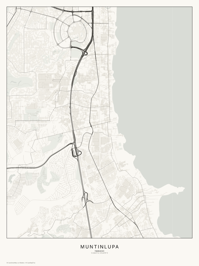 Muntinlupa map poster, classic style