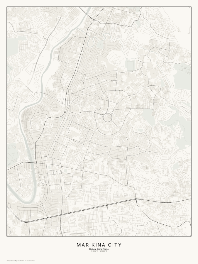 Marikina City map poster, classic style