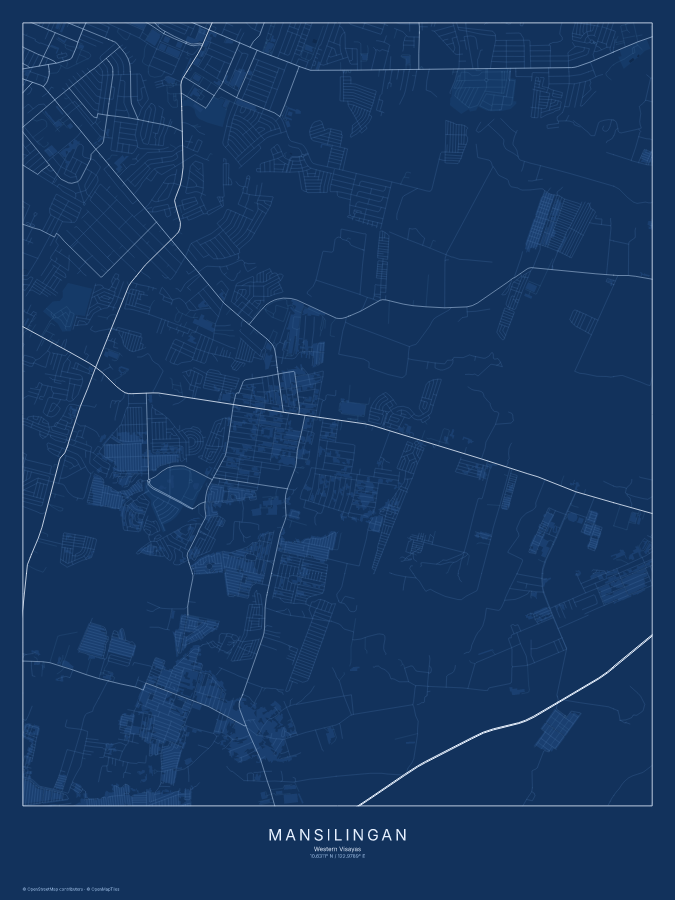 Mansilingan map poster, blueprint style