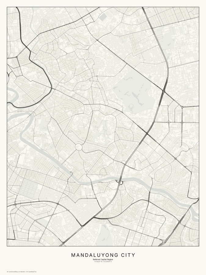 Mandaluyong City map poster, classic style