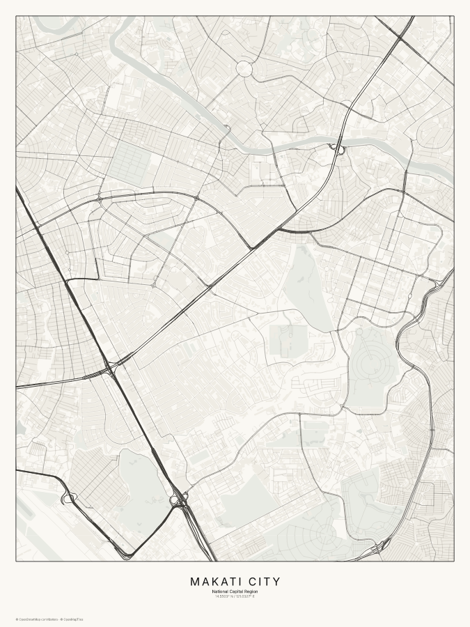 Makati City map poster, classic style