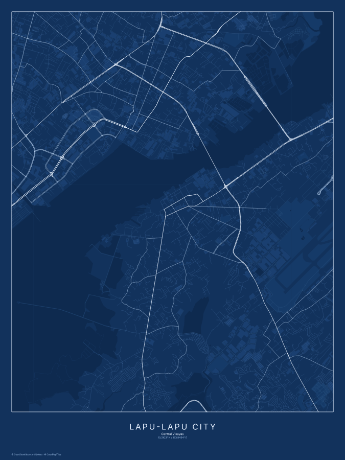 Lapu-Lapu City map poster, blueprint style