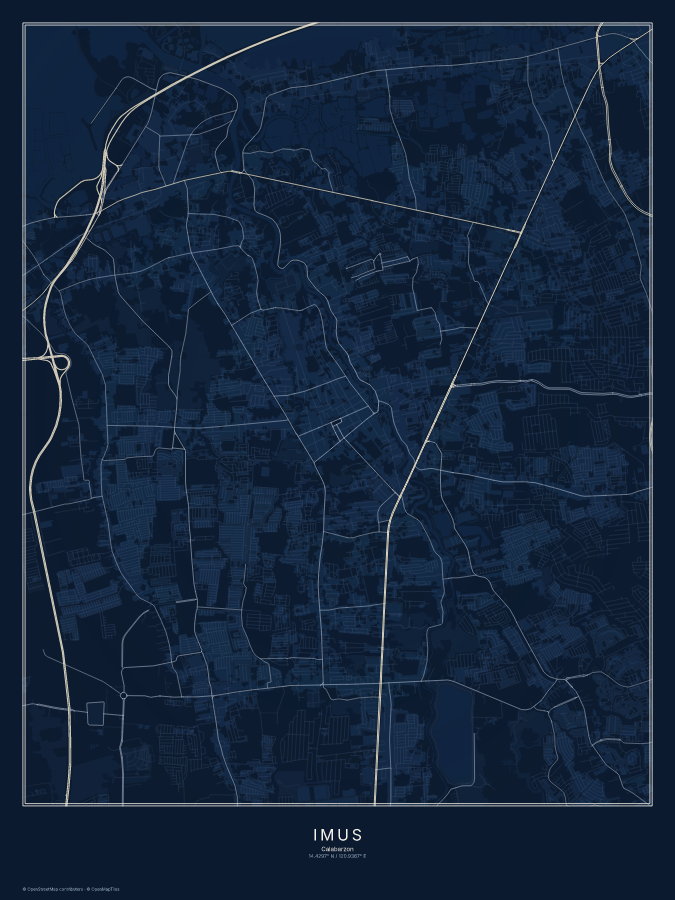 Imus map poster, midnight style