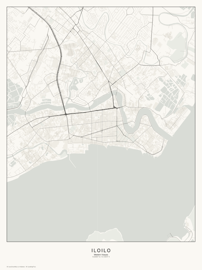 Iloilo map poster, classic style