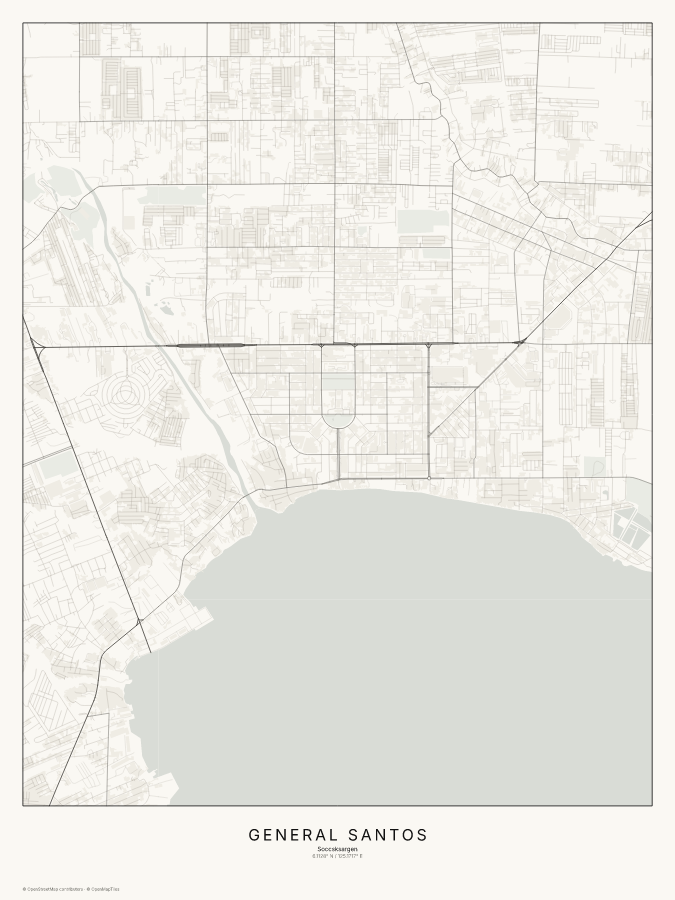 General Santos map poster, classic style