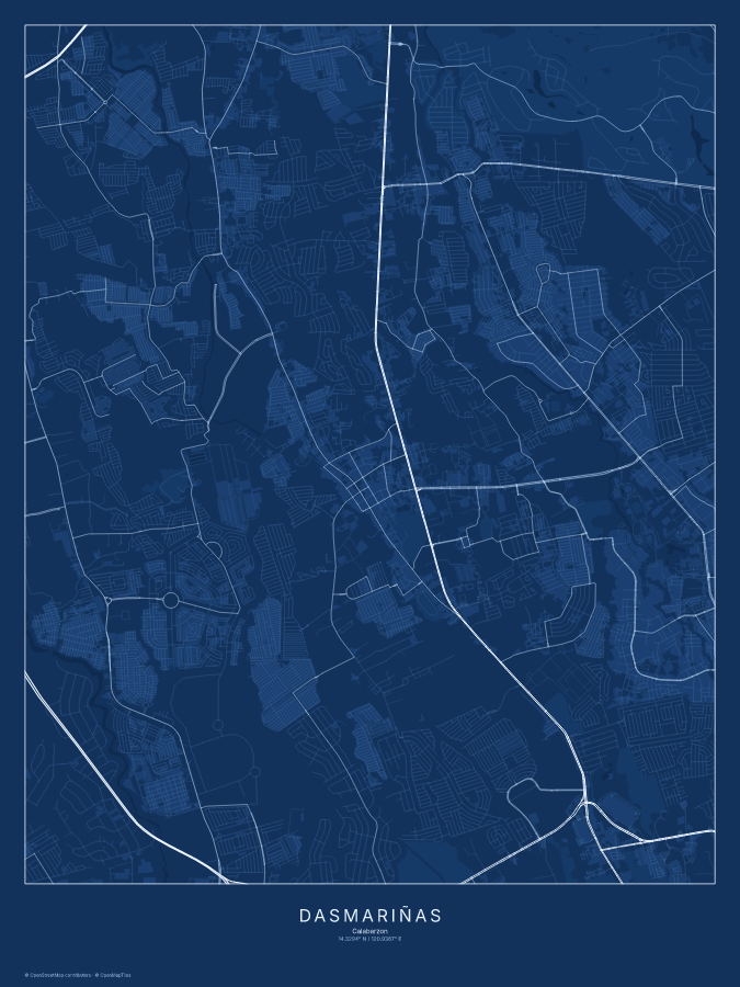 Dasmariñas map poster, blueprint style