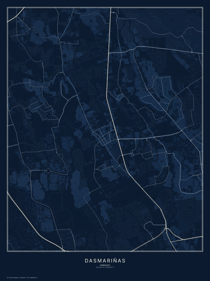 Dasmariñas map poster, midnight style