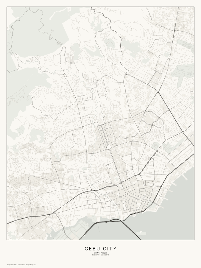 Cebu City map poster, classic style