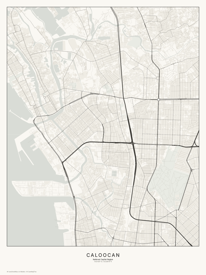 Caloocan map poster, classic style
