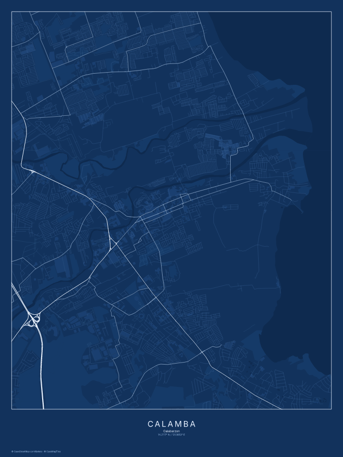 Calamba map poster, blueprint style