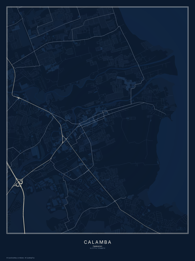 Calamba map poster, midnight style