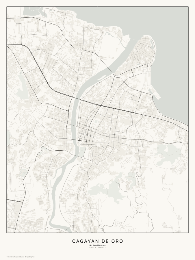 Cagayan de Oro map poster, classic style