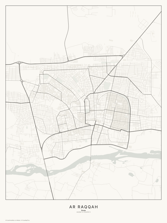 Ar Raqqah map poster, classic style