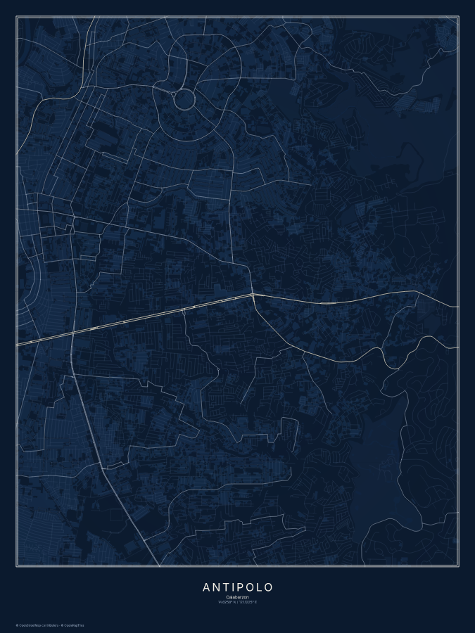 Antipolo map poster, midnight style
