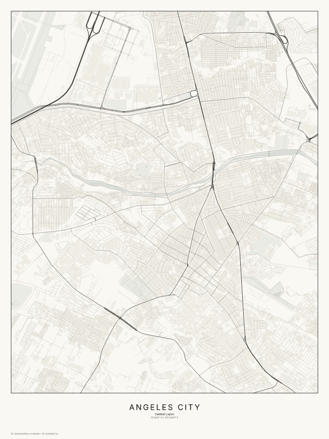 Angeles City map poster, classic style