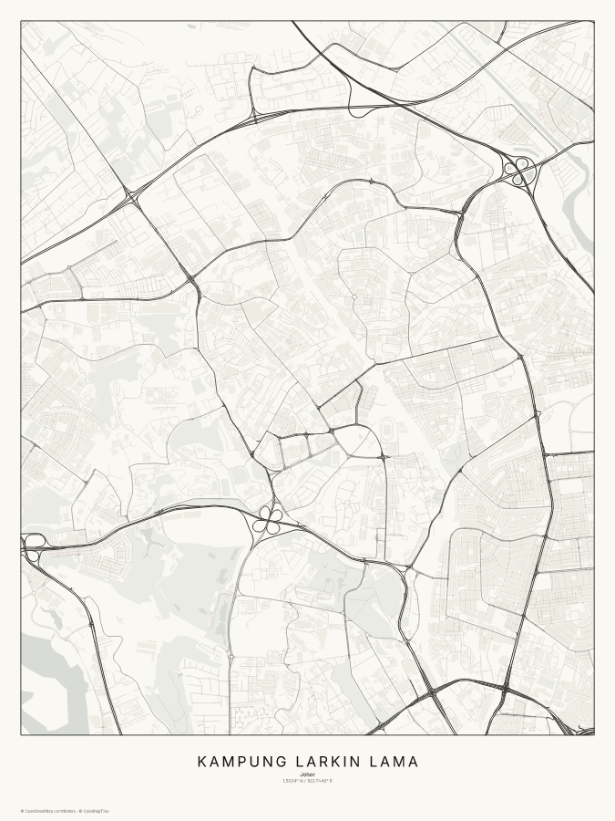 Kampung Larkin Lama map poster, classic style