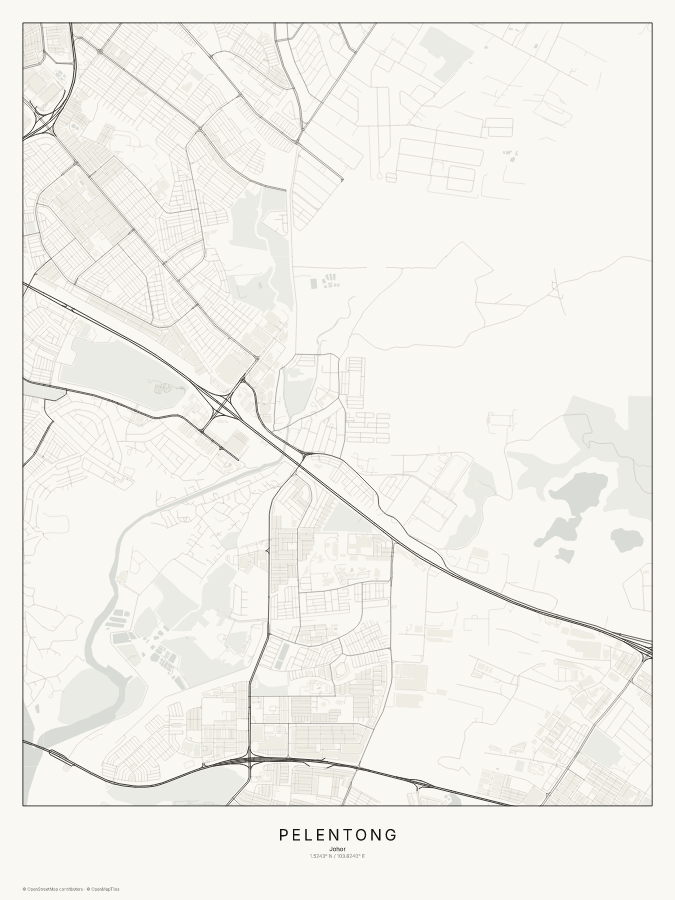 Pelentong map poster, classic style