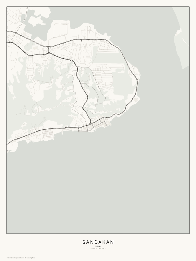 Sandakan map poster, classic style