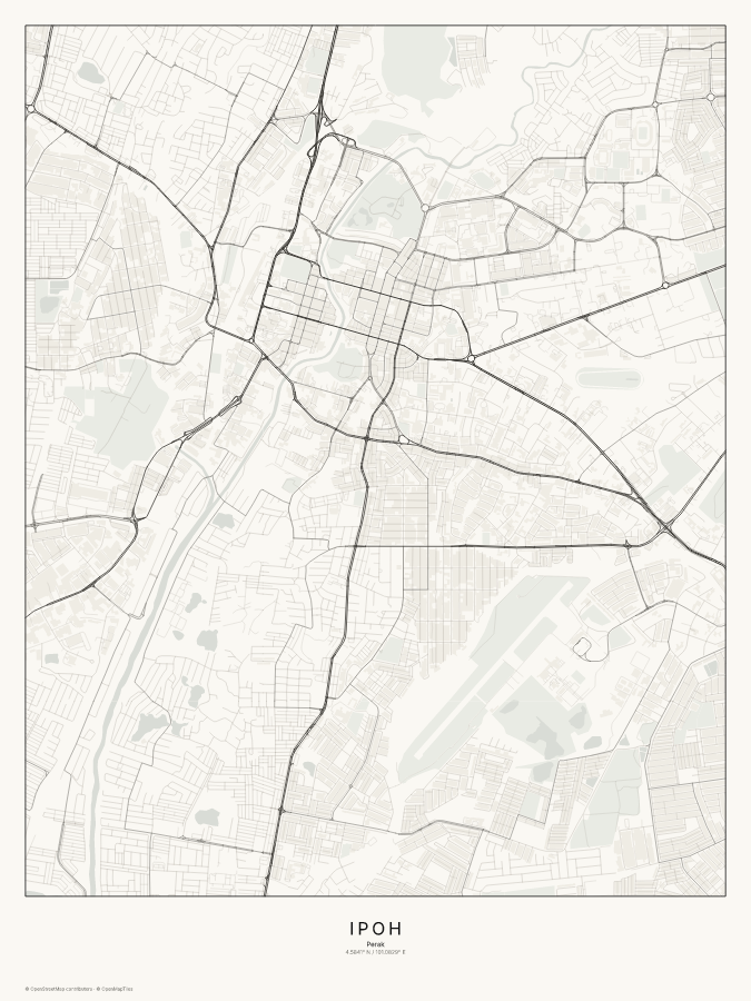 Ipoh map poster, classic style