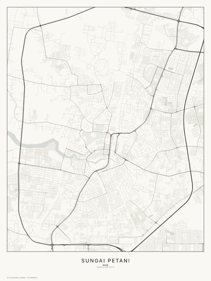 Sungai Petani map poster, classic style