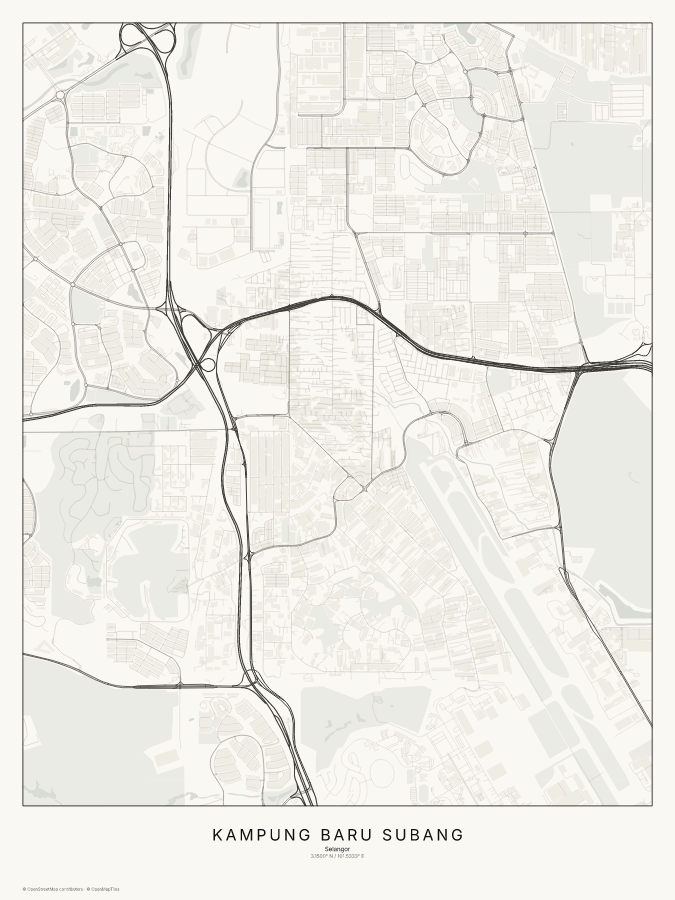 Kampung Baru Subang map poster, classic style