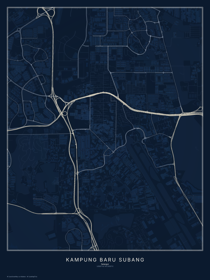 Kampung Baru Subang map poster, midnight style